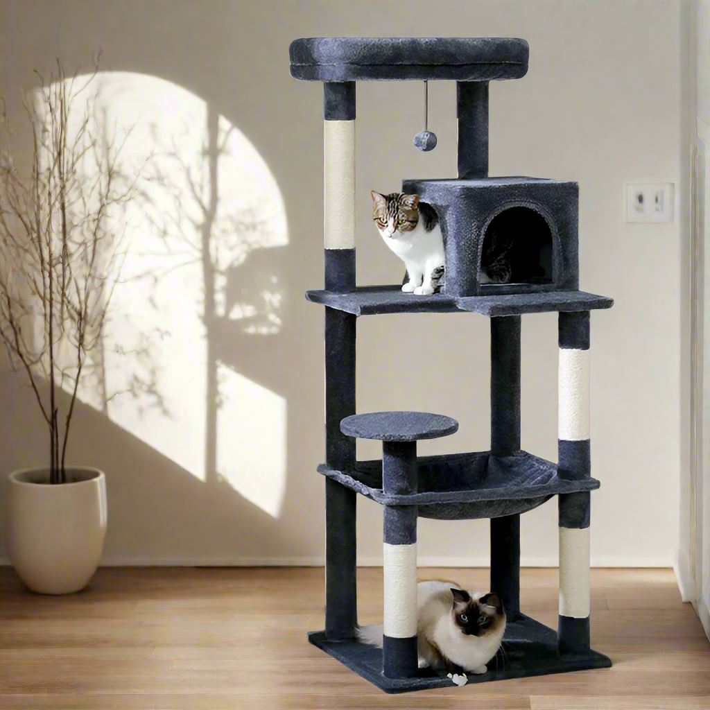Arbre à Chat - GroomerCatTower™ - Bleu Marine